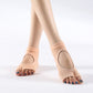 Beige two-toe yoga socks with open-toe clog design for non-slip grip