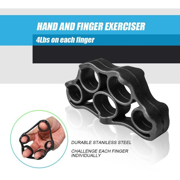 Black hand and finger exerciser with five finger openings for resistance training