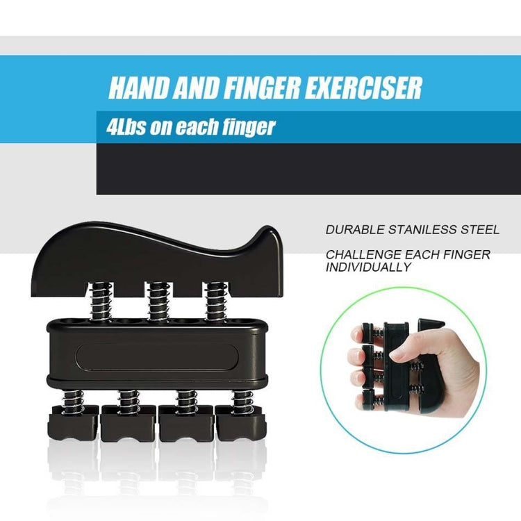 Black finger exerciser with adjustable top pegs and circular finger training grip