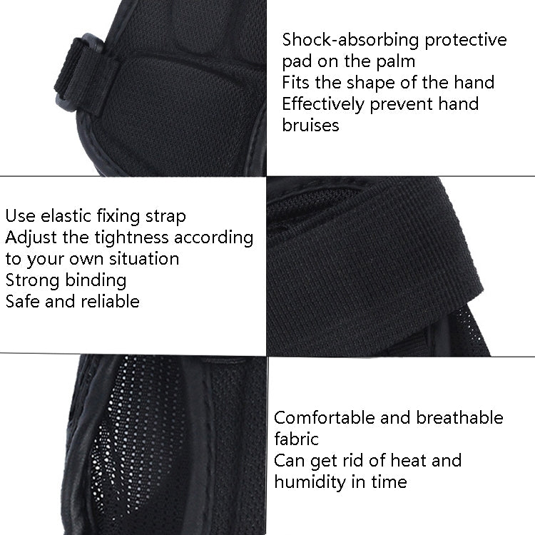 Black padded palm guard with elastic wrist strap and textured protective palm pad