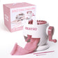 Pink knitting loom toy machine with box packaging and knitted pink fabric