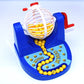Blue Bingo desktop lottery game with red handle, spinning ball cage, and yellow balls