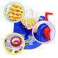 Blue Bingo desktop lottery game with ball tubes and red lever, shown with close-up insets