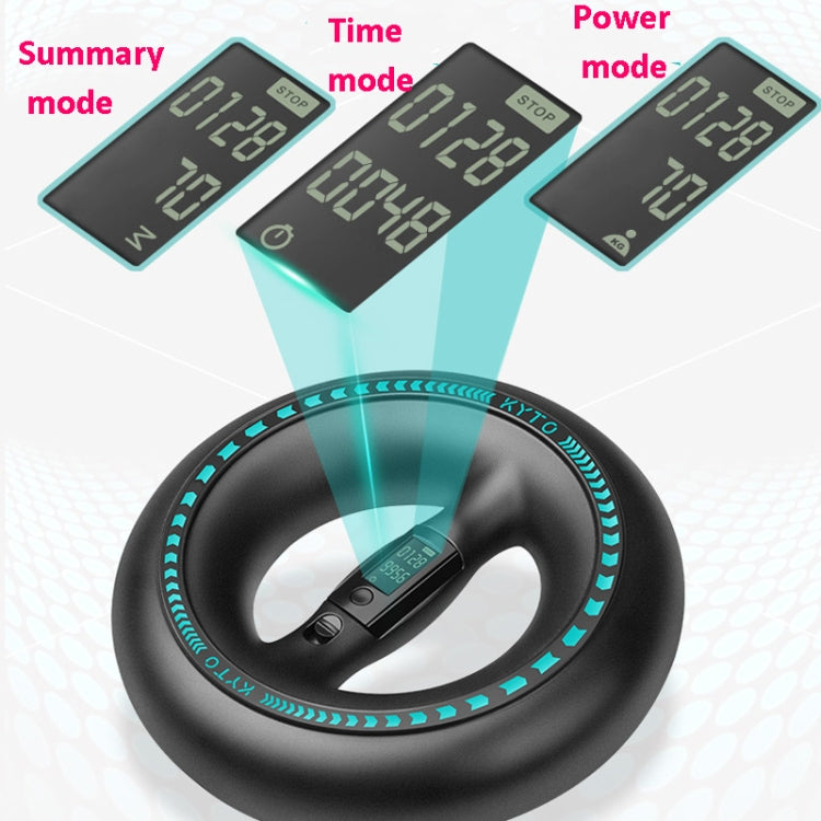 Electronic wrist power ball with turquoise LED ring and embedded control display
