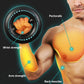 Electronic wrist power ball in use on wrist, turquoise LED ring with glow lights