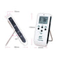 Electronic metronome with size diagram and adjustable stand shown in mm
