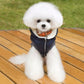 Pet winter padded dog coat in dark navy with zipper front and hood