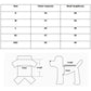 Pet coat size chart with chest size (cm) and back length (cm) for S to XXL