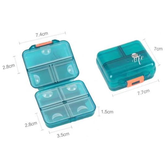 Mizi Small Pill Box Portable Dispensing Medicines Boxes, 7 Grid (Grey), 7 Grid (Green)