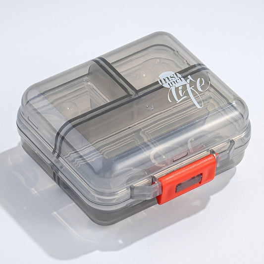 Mizi Small Pill Box Portable Dispensing Medicines Boxes, 7 Grid (Grey), 7 Grid (Green)