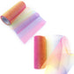 Glitter net yarn roll set in orange to yellow, purple, and pink gradient sparkles