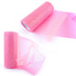 Glitter net yarn roll in pink gradient with fine shimmering sparkles, rolled up