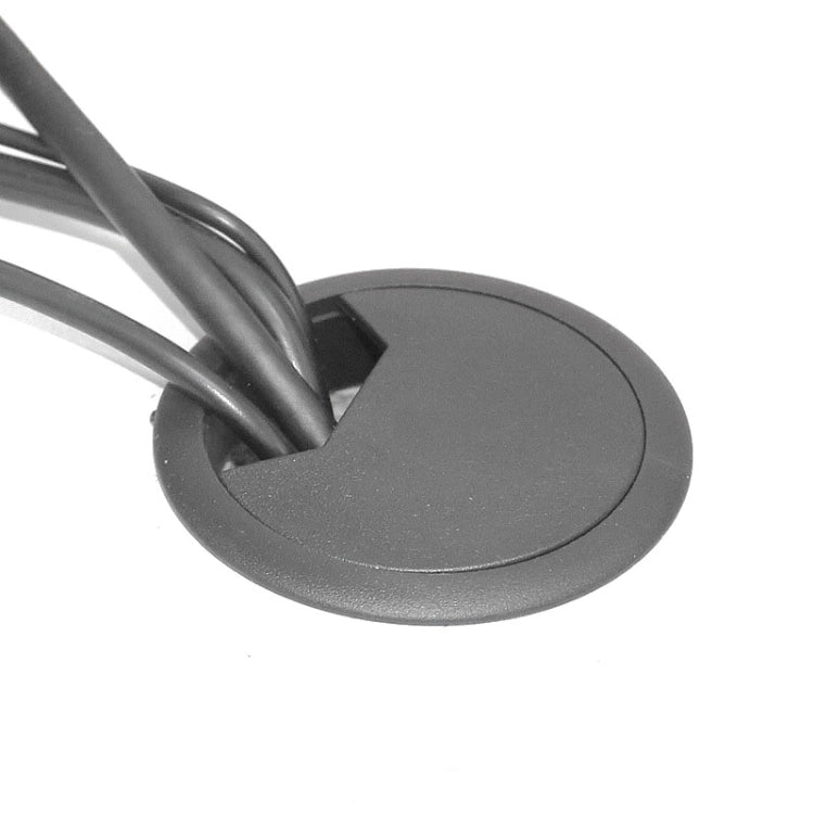 Round ABS cable hole cover with cable pass-through, dark gray/black finish