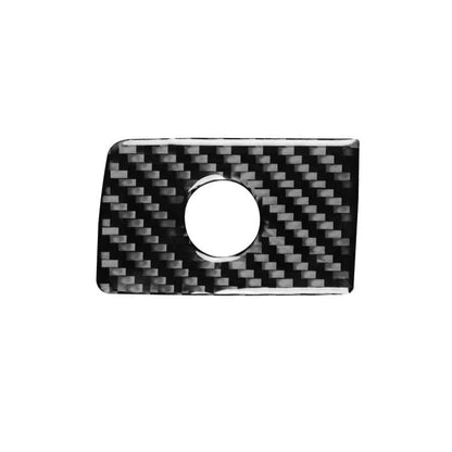 Black carbon-fiber glove box decorative sticker with round cutout and silver ring