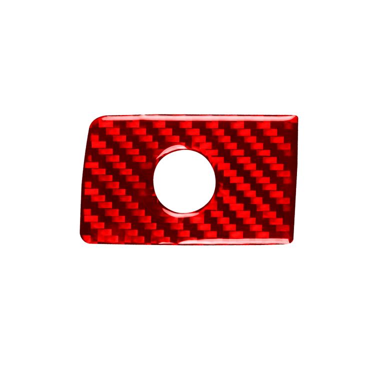 Red carbon-fiber glove box decorative sticker with round cutout and silver ring