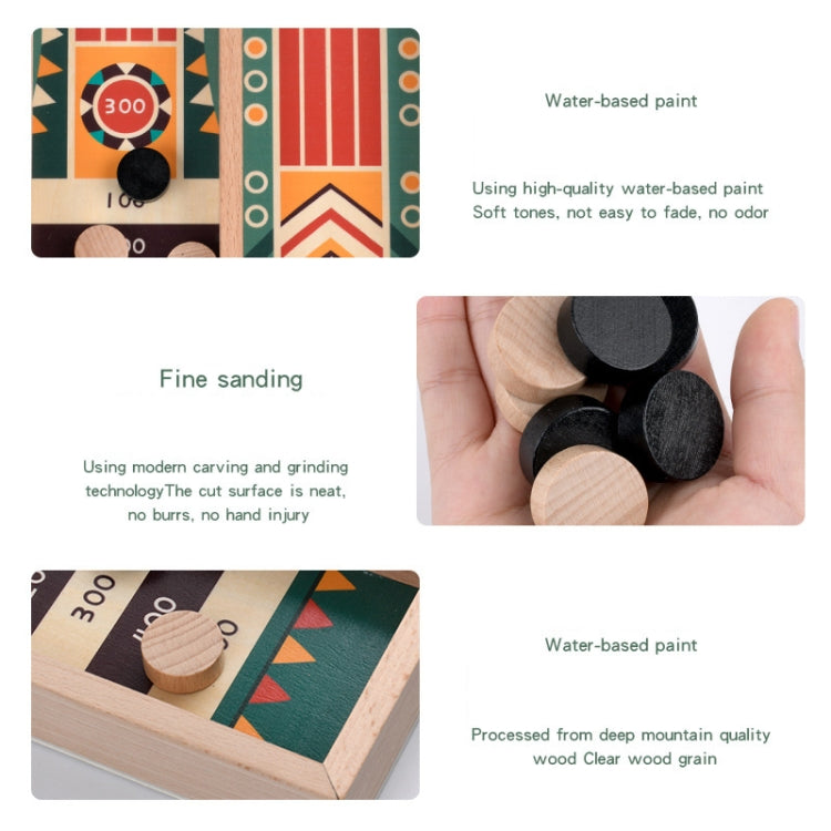 Wooden catapult chessboard game materials view with black and wood pieces