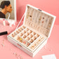 Multi-Layer Flip Cover With Lock Jewelry Box Solid Color Jewelry Desktop Storage Box, White, Red