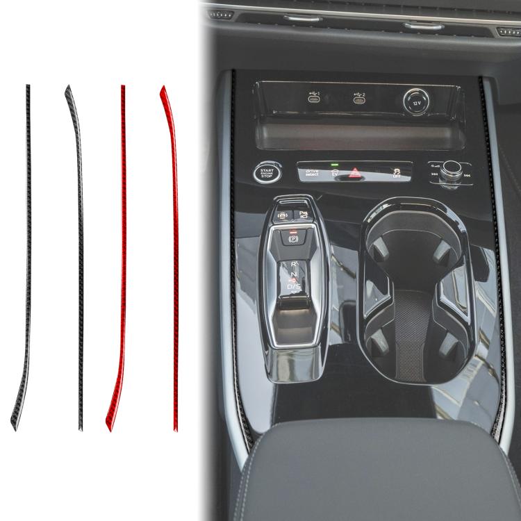Set of carbon-fiber trim sticker strips for gear shift side, left-hand drive.