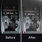 Installed red carbon-fiber gear shift side trim strips around the center console.