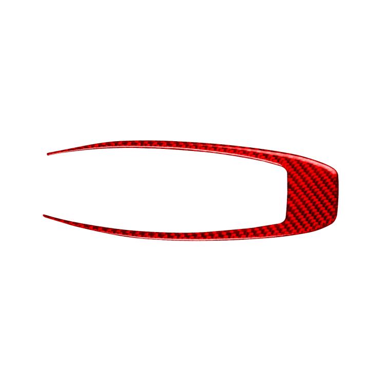 Red carbon-fiber gear shift panel trim sticker with curved surround