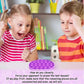 Purple round silicone press board with bubble buttons, used by two children
