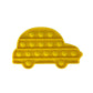 Yellow silicone car-shaped pop-it board with circular press buttons for kids