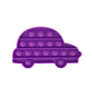 Purple silicone car-shaped pop-it board with circular press buttons for kids