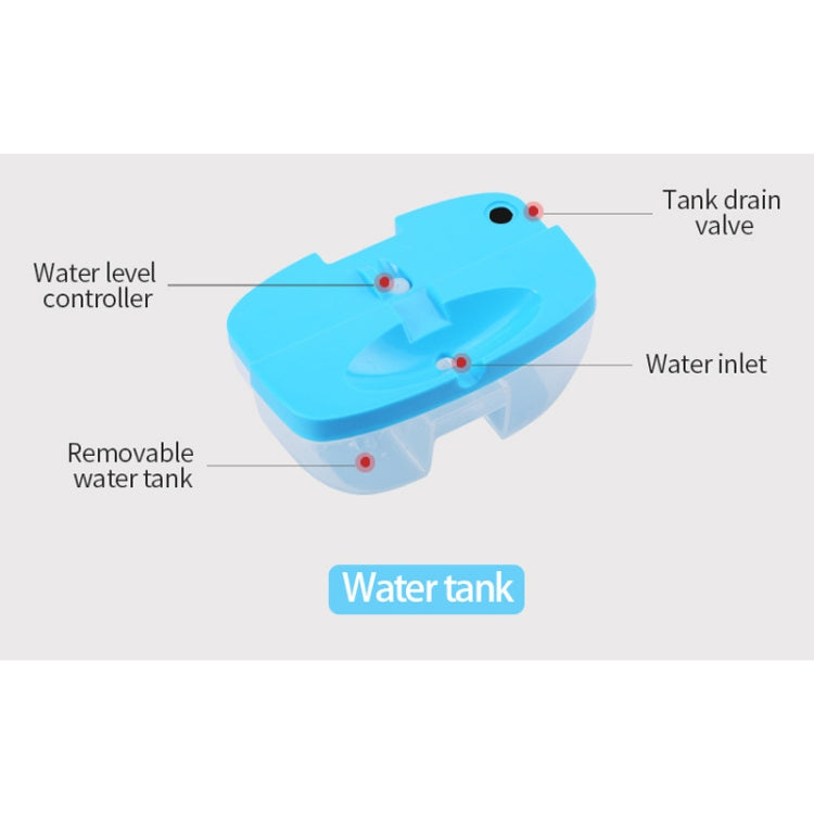 Blue removable water tank for mini dehumidifier with inlet and tank drain valve