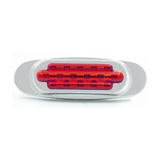Red LED side tail light with clear lens and white oval bezel