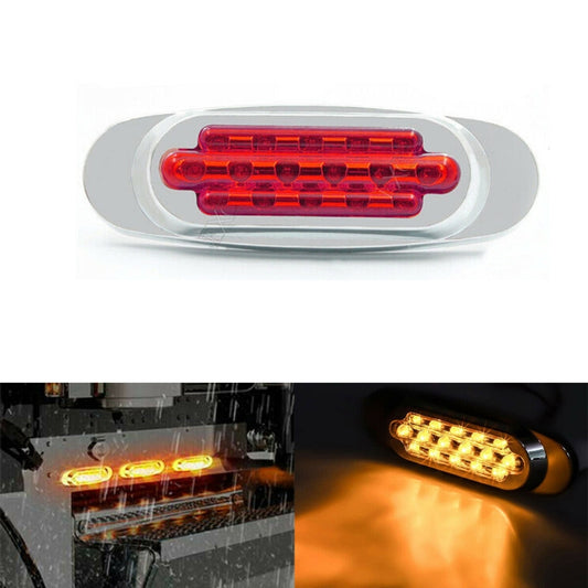 Red LED side tail light with clear housing and chrome oval mount