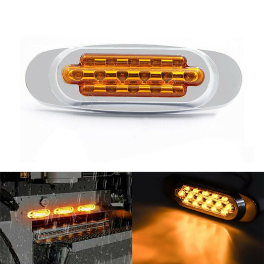 Amber LED side tail light with clear lens and white oval bezel