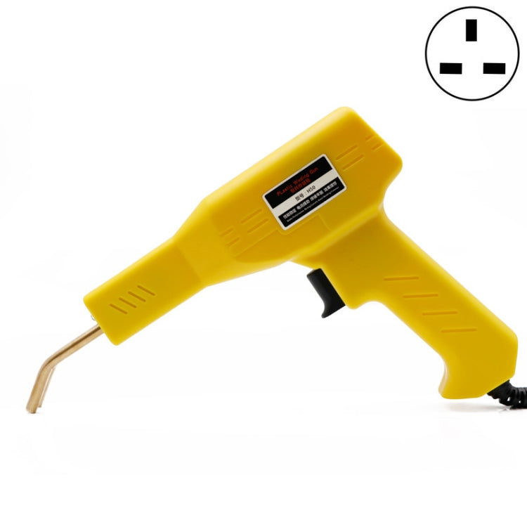 Yellow plastic welding gun for car bumper crack repair, with soldering tip and cord