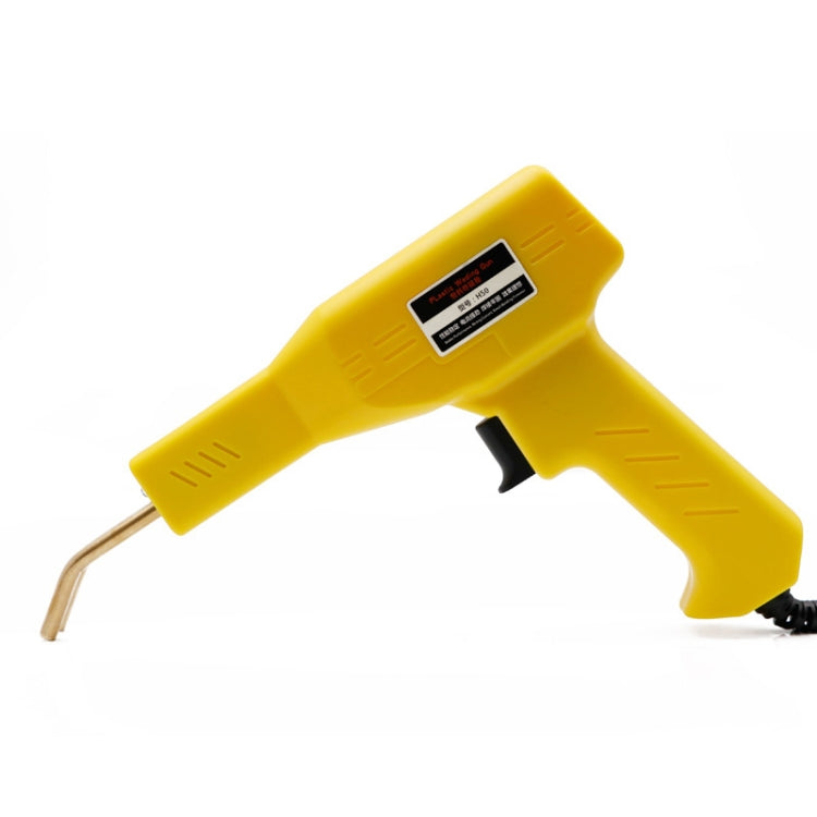 Yellow plastic welding gun with metal electrode, handheld design for bumper crack repair