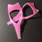 Pink eyelash applicator and comb set with curved loop and fine teeth