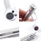Silver laser flashlight with circular lens and charging plug