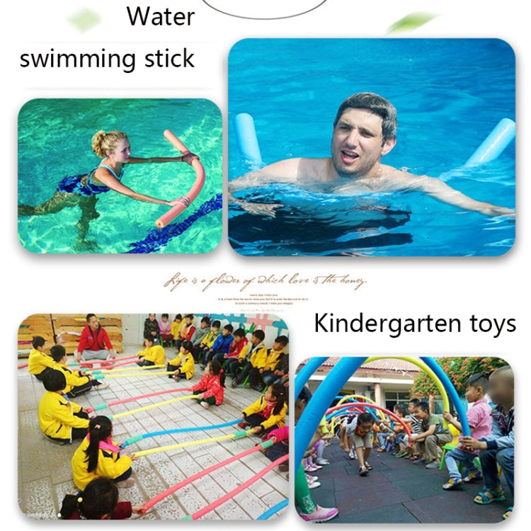 Kids using colorful foam swimming sticks for water play