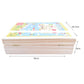 Wooden toolbox playset with printed lid, approx 30 x 20.3 x 8 cm