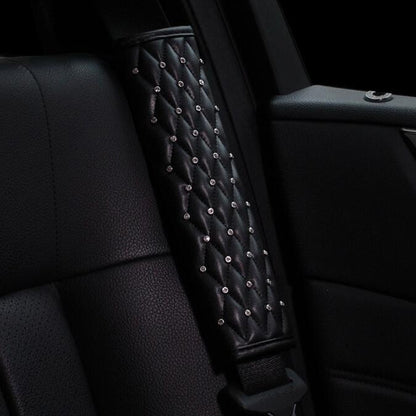 Car shoulder guard cover with diamond pattern and silver studs