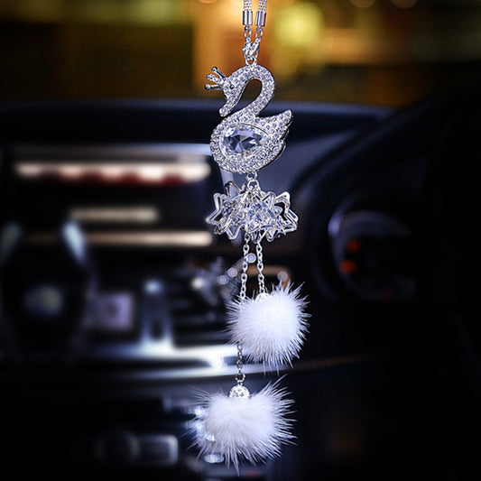 Car Pendant Crystal Swan Car Rearview Mirror Pendant, Crystal Swan