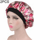 Women's satin sleep cap hair bonnet, floral print with wide elastic band