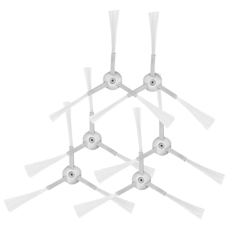 Set of 3 pairs side brushes with white stems and translucent gray bristles
