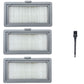 Robot filter set: three gray frames with white pleated media, plus small cleaning brush.
