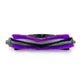 Robot roller brush with purple edge trim and black bristle roller, close-up.