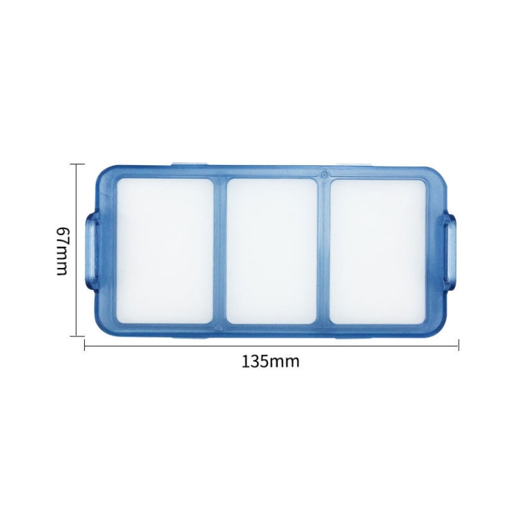 Blue rectangular vacuum filter cover frame with three window slots