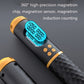 Smart skipping rope handle with blue digital counter display and textured grip, yellow trim