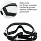Dog goggles with vented frame for airflow and clear transparent lenses