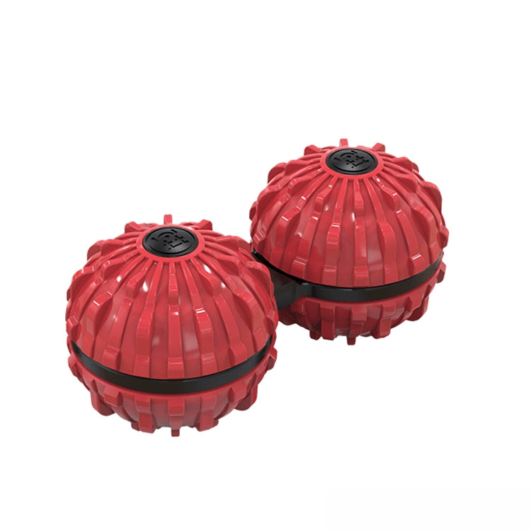 Red fingertip massage ball set with black spin caps, two decompression toys