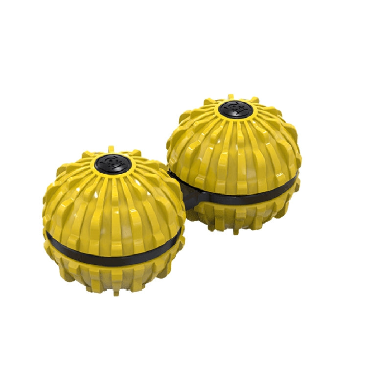 Yellow fingertip massage ball set with black spin caps, two decompression toys