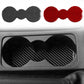Dual cup holder mat stickers in black and red carbon-fiber style insert shape