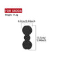 Black carbon-fiber style dual cup holder mat sticker size diagram